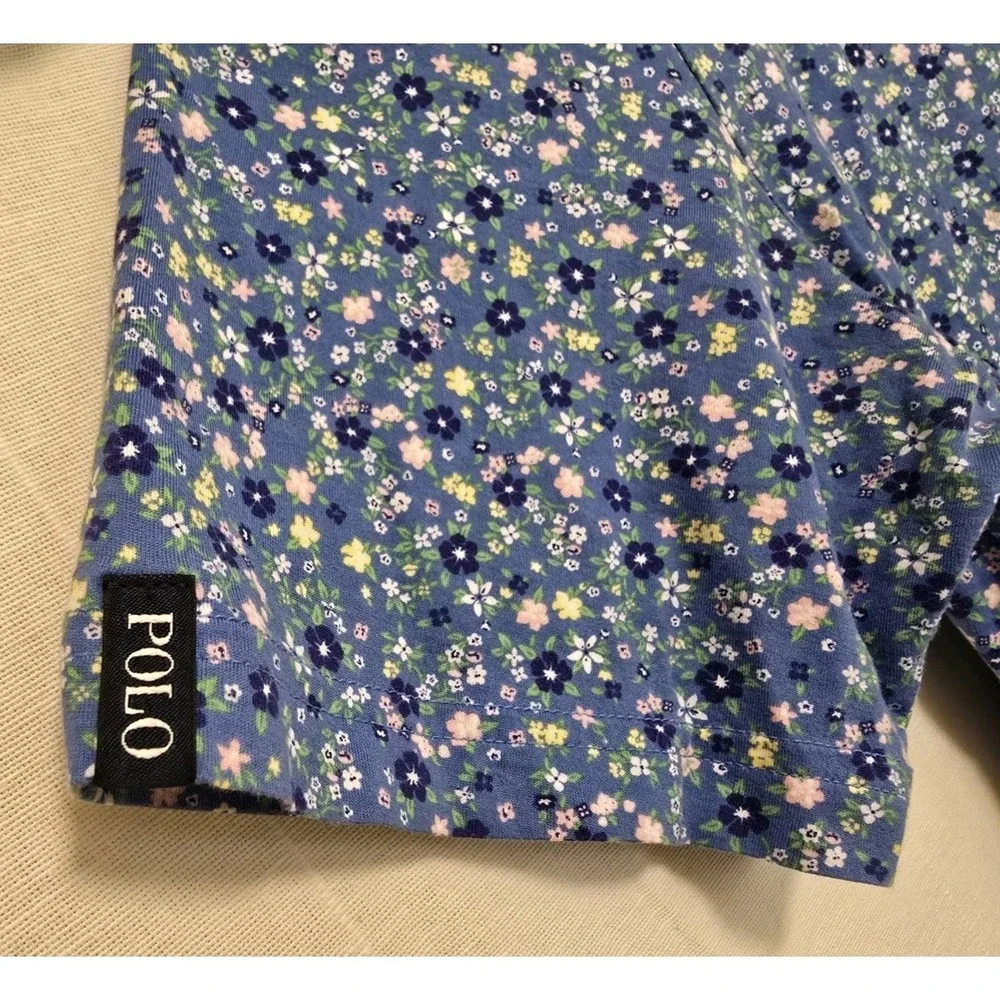 Polo Golf Ralph Lauren Blue Floral Short Sleeve Cotton Polo Mens Large PGA Champ